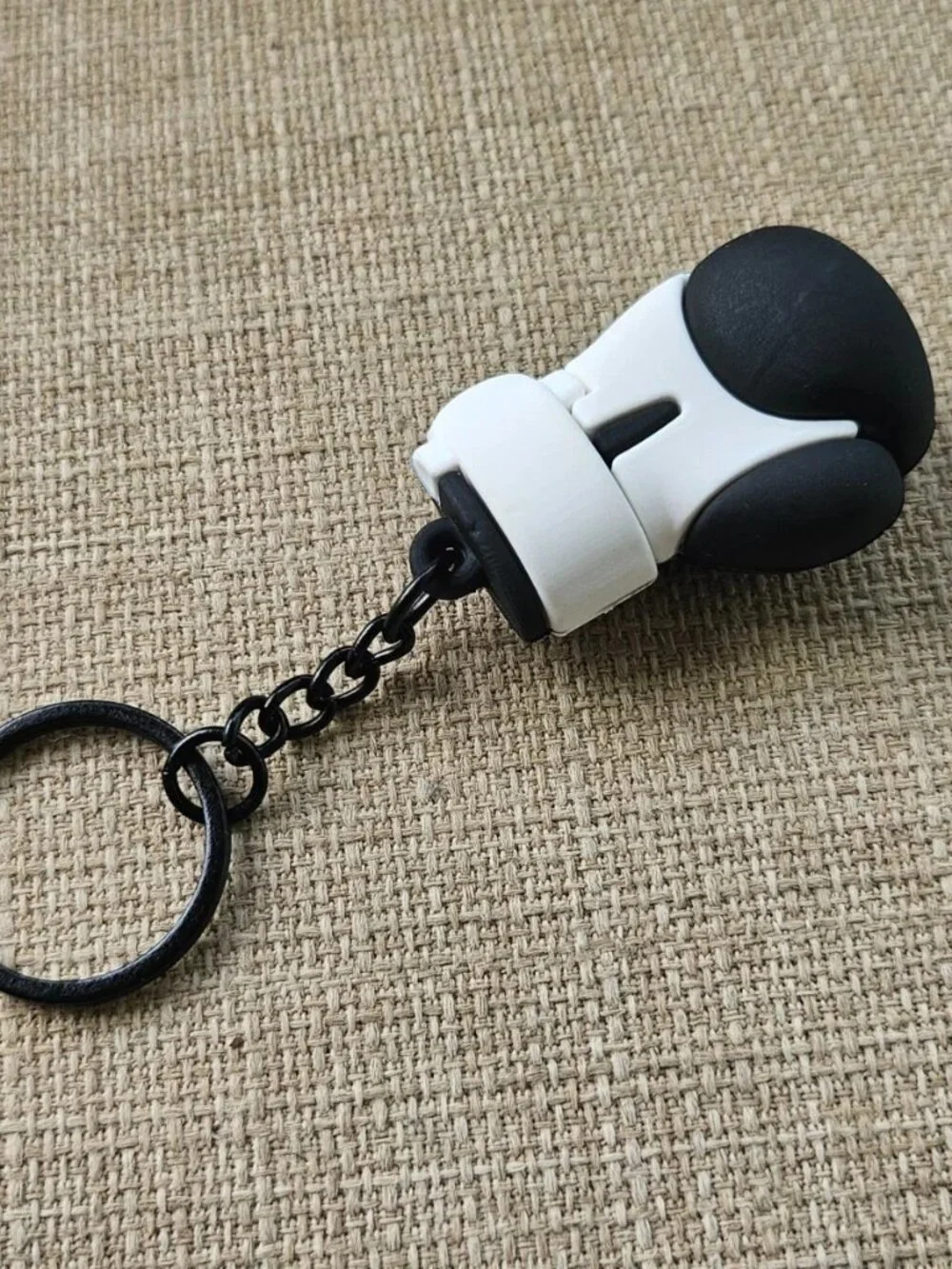 Boxing Glove Keys Holder Black/White Rubber Glove Keychain Key Ring New